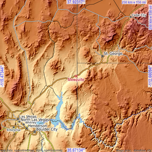 Topographic map of Mesquite