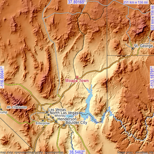 Topographic map of Moapa Town