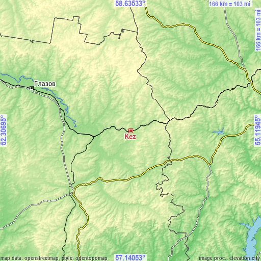 Topographic map of Kez