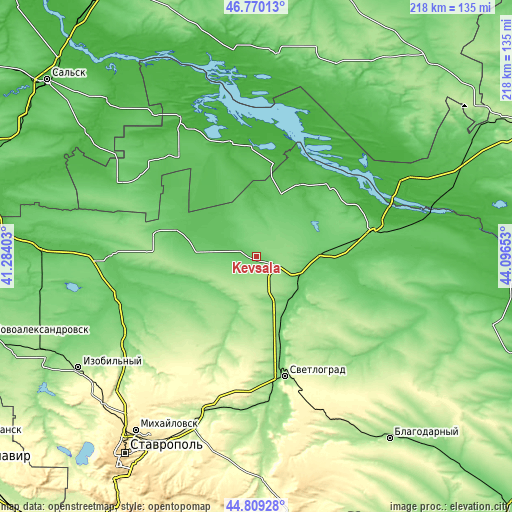 Topographic map of Kevsala