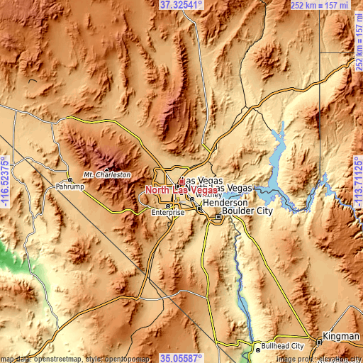 Topographic map of North Las Vegas