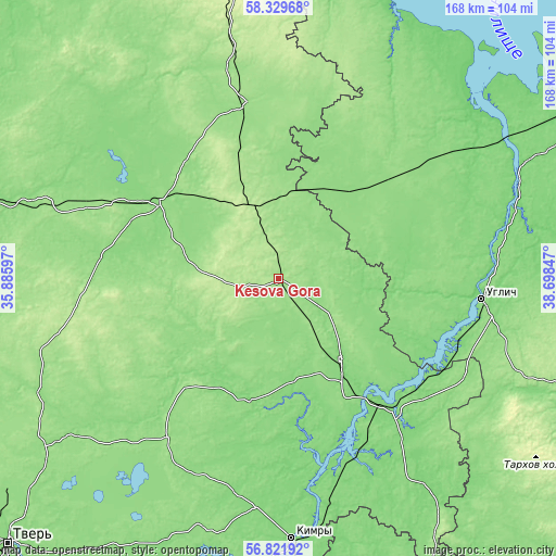 Topographic map of Kesova Gora