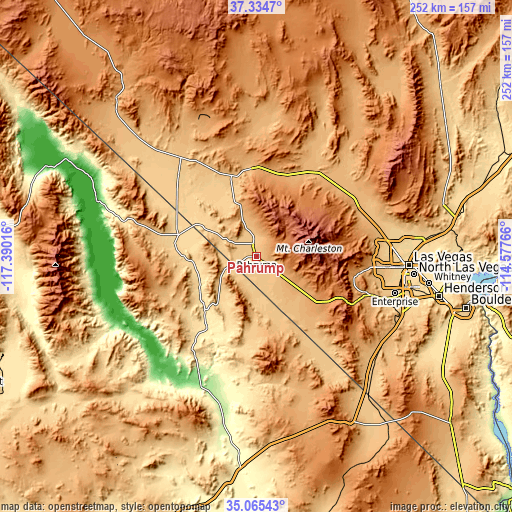 Topographic map of Pahrump