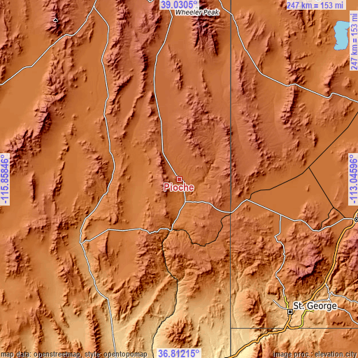 Topographic map of Pioche