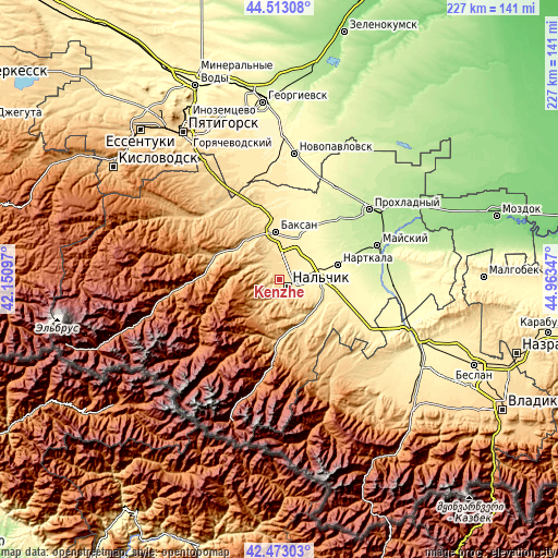 Topographic map of Kenzhe