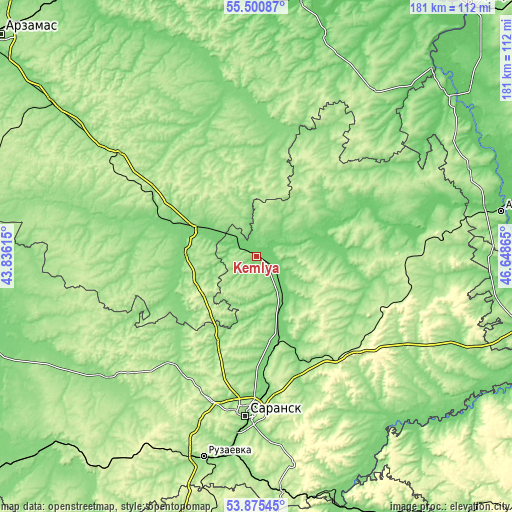 Topographic map of Kemlya