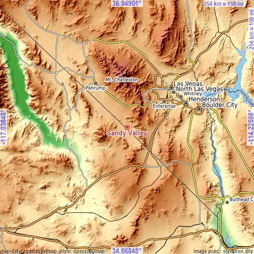 Topographic map of Sandy Valley