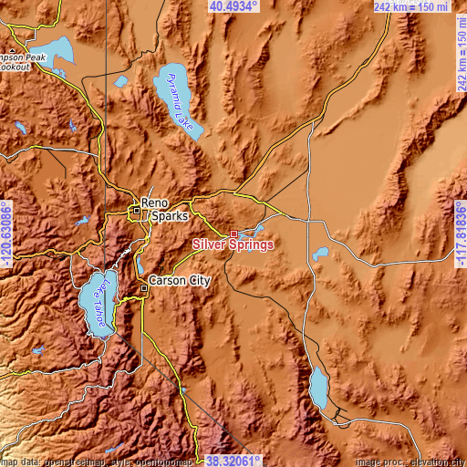 Topographic map of Silver Springs