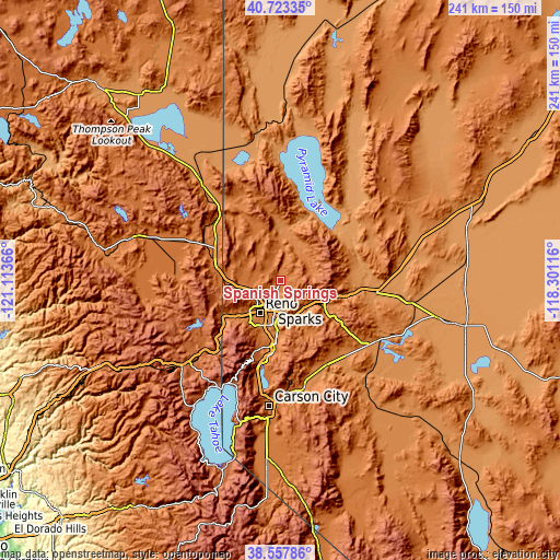 Topographic map of Spanish Springs