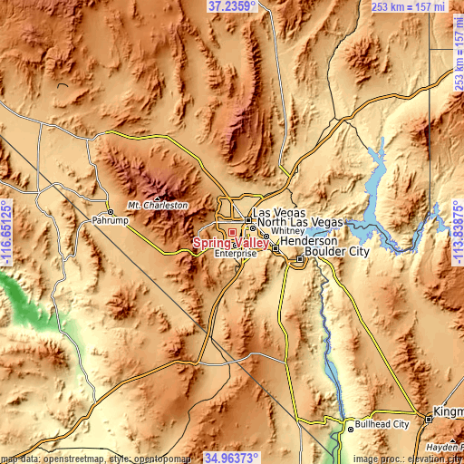 Topographic map of Spring Valley
