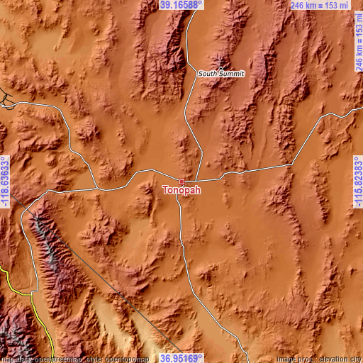 Topographic map of Tonopah