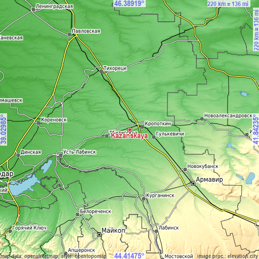 Topographic map of Kazanskaya