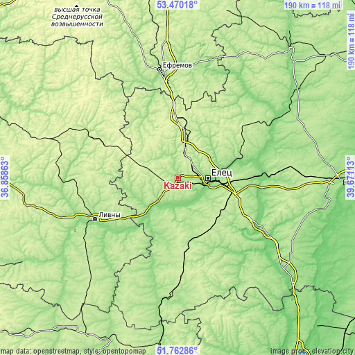 Topographic map of Kazaki