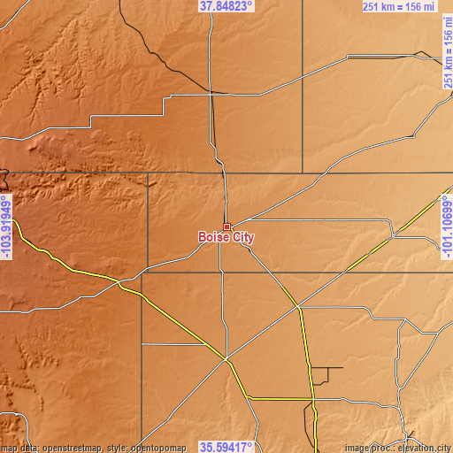 Topographic map of Boise City