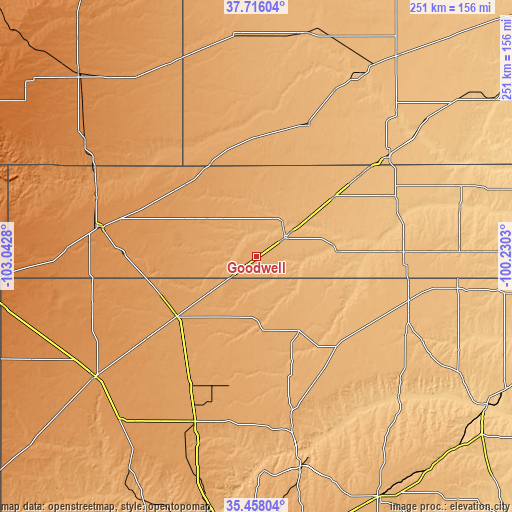 Topographic map of Goodwell