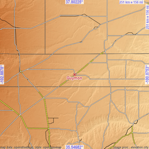 Topographic map of Guymon