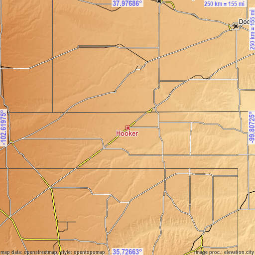 Topographic map of Hooker