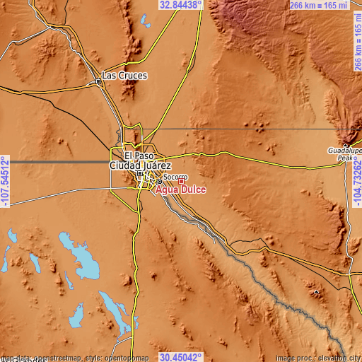 Topographic map of Agua Dulce