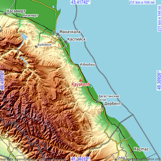 Topographic map of Kayakent