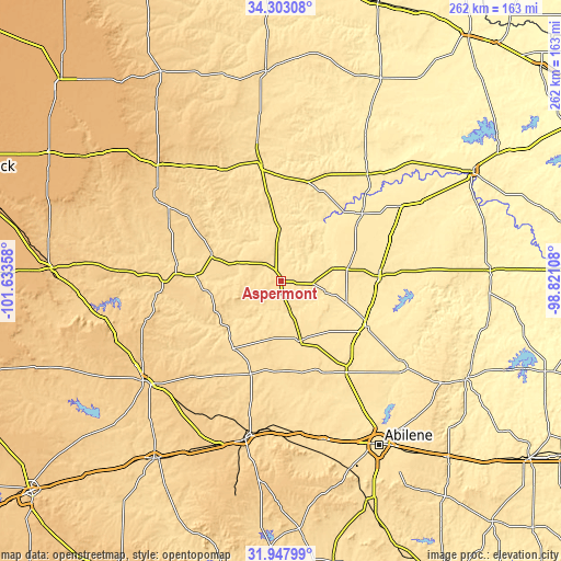 Topographic map of Aspermont