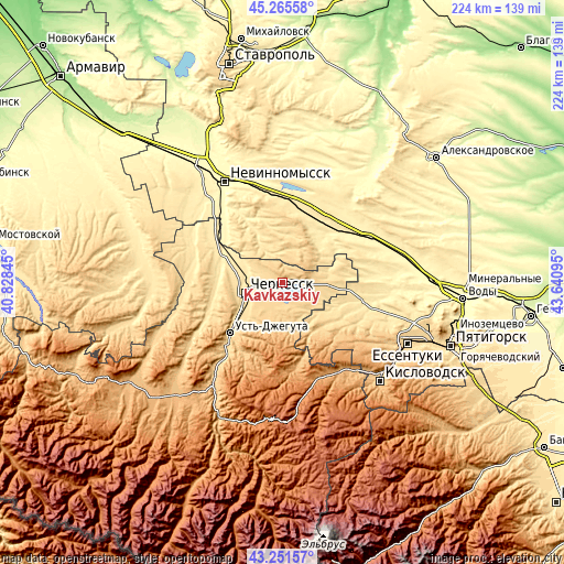 Topographic map of Kavkazskiy