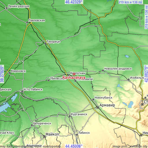 Topographic map of Kavkazskaya