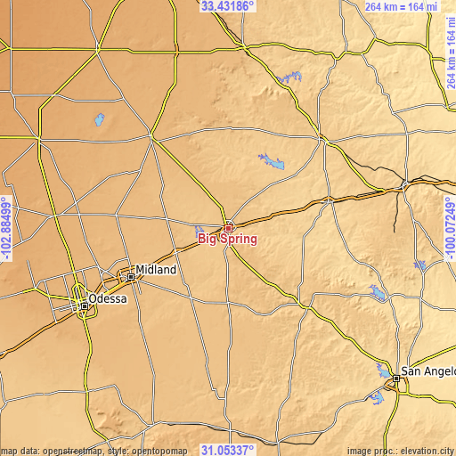 Topographic map of Big Spring