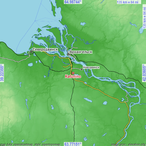 Topographic map of Katunino