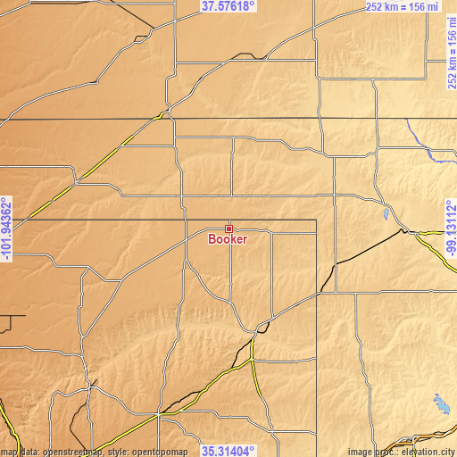 Topographic map of Booker