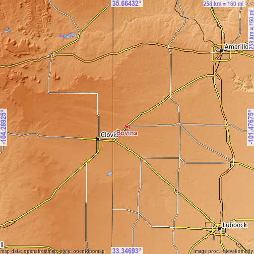 Topographic map of Bovina