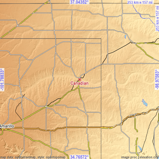 Topographic map of Canadian