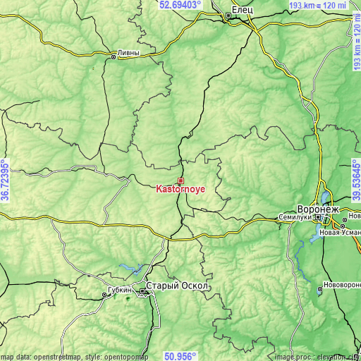 Topographic map of Kastornoye