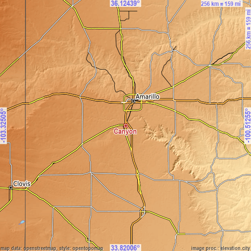 Topographic map of Canyon