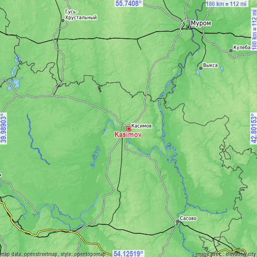 Topographic map of Kasimov