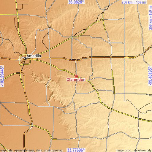 Topographic map of Clarendon