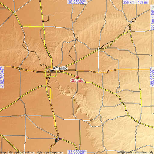 Topographic map of Claude