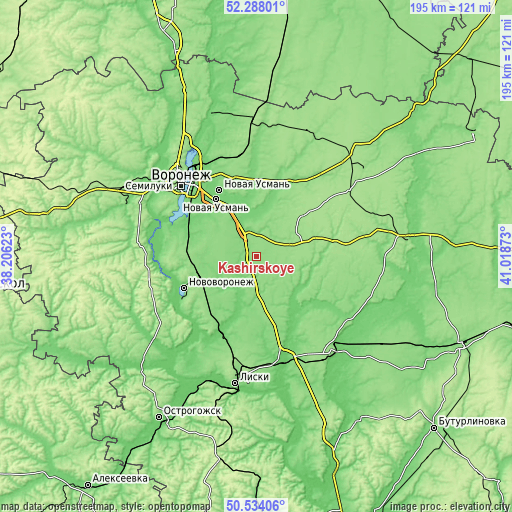 Topographic map of Kashirskoye