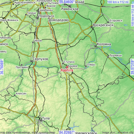 Topographic map of Kashira