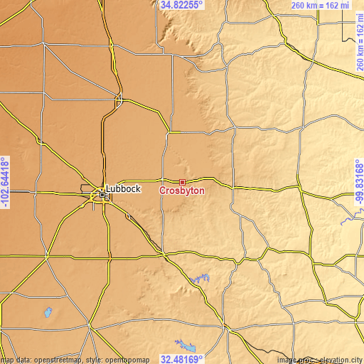 Topographic map of Crosbyton