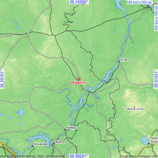 Topographic map of Kashin