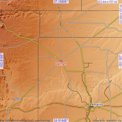 Topographic map of Dalhart