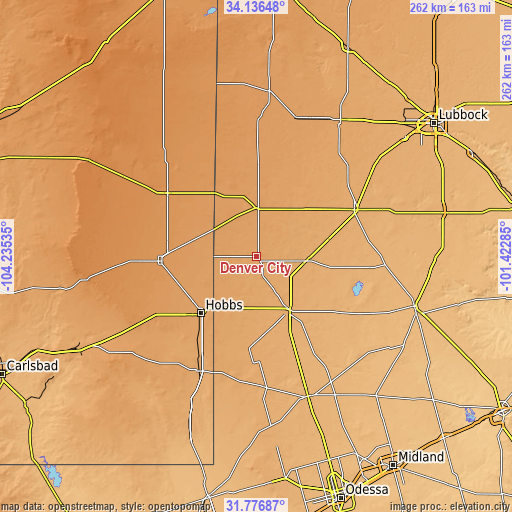 Topographic map of Denver City