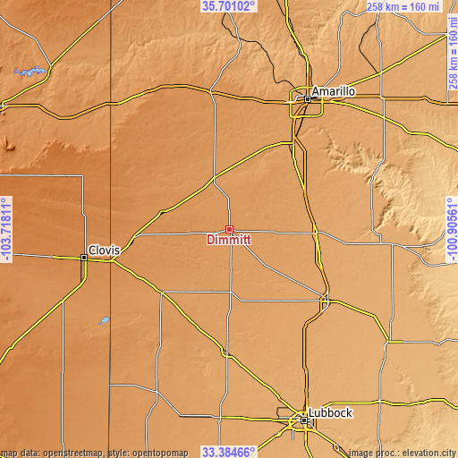 Topographic map of Dimmitt