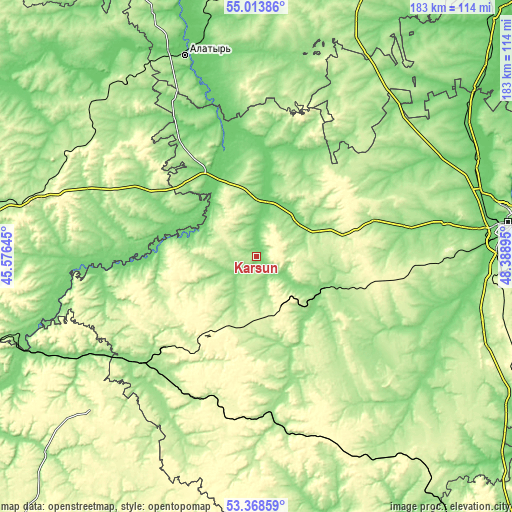 Topographic map of Karsun