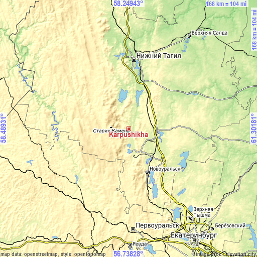 Topographic map of Karpushikha