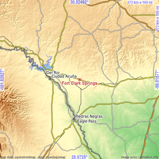 Topographic map of Fort Clark Springs