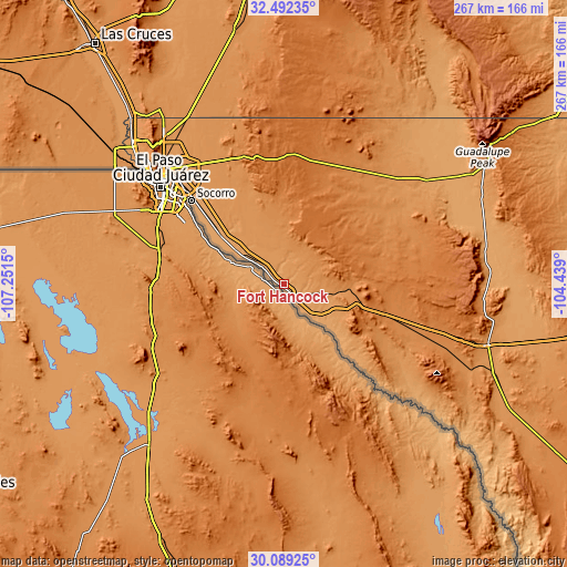 Topographic map of Fort Hancock