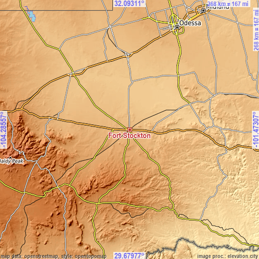 Topographic map of Fort Stockton