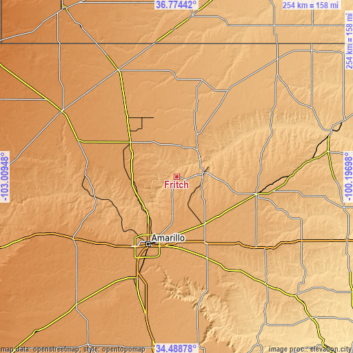 Topographic map of Fritch