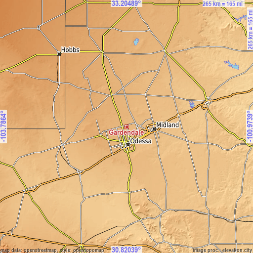 Topographic map of Gardendale